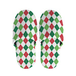 Merry Christmas Argyle Pattern Print Slippers