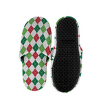 Merry Christmas Argyle Pattern Print Slippers