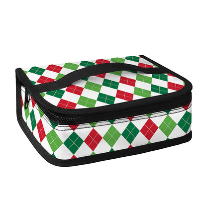 Merry Christmas Argyle Pattern Print Small Lunch Bag
