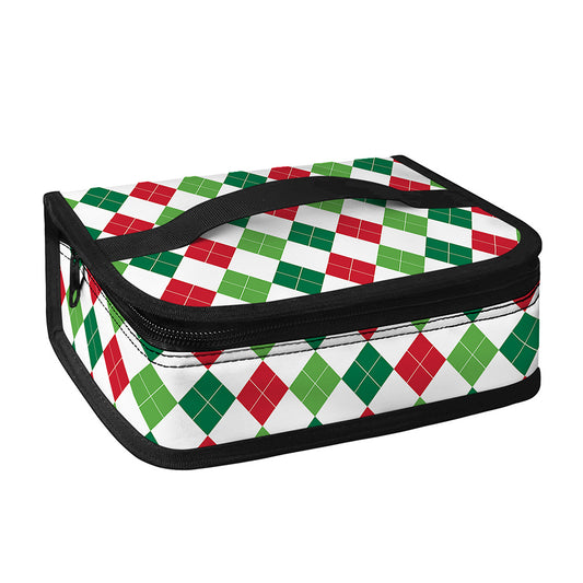 Merry Christmas Argyle Pattern Print Small Lunch Bag