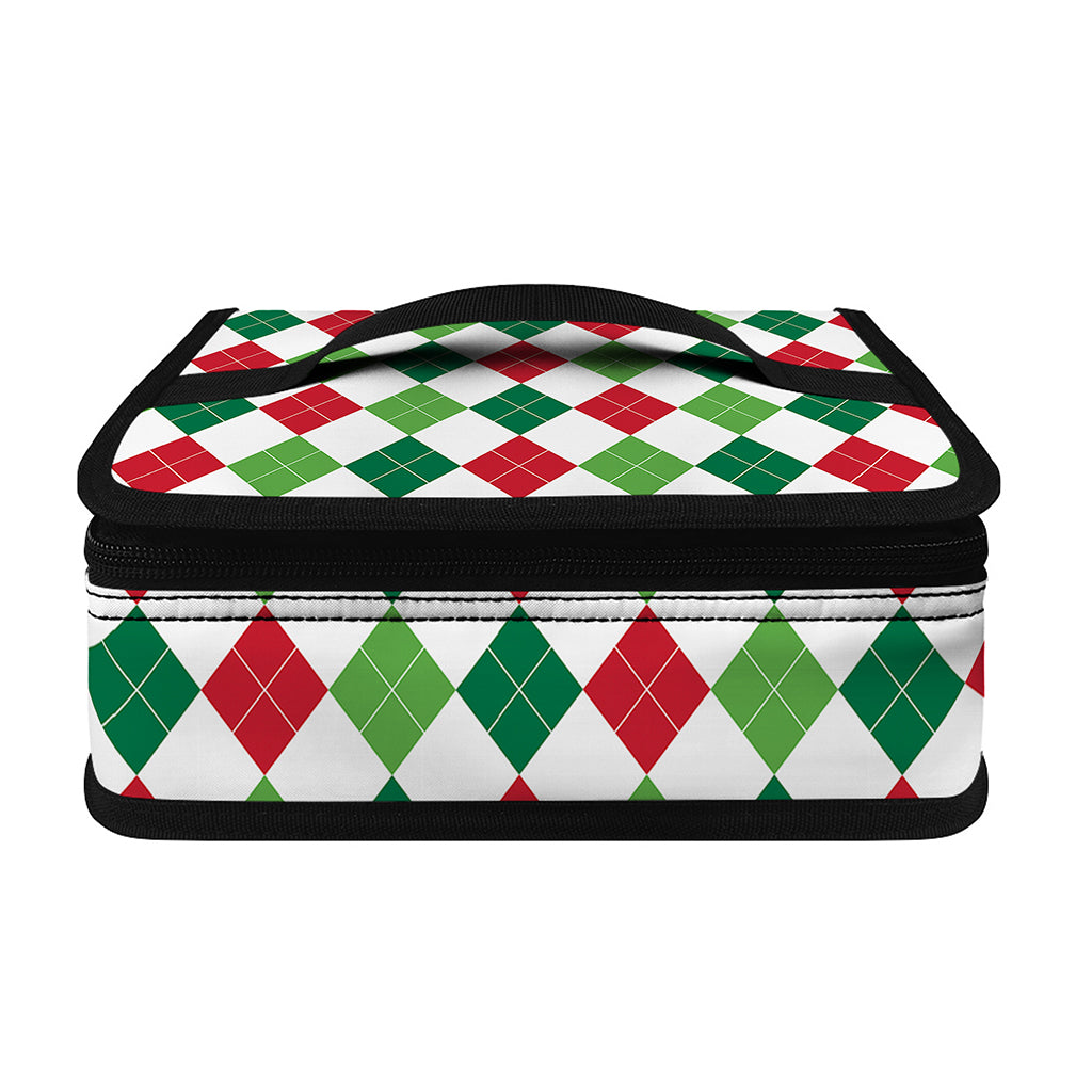 Merry Christmas Argyle Pattern Print Small Lunch Bag