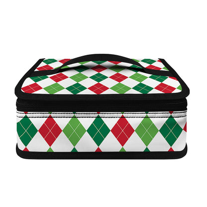 Merry Christmas Argyle Pattern Print Small Lunch Bag