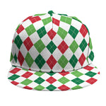 Merry Christmas Argyle Pattern Print Snapback Cap