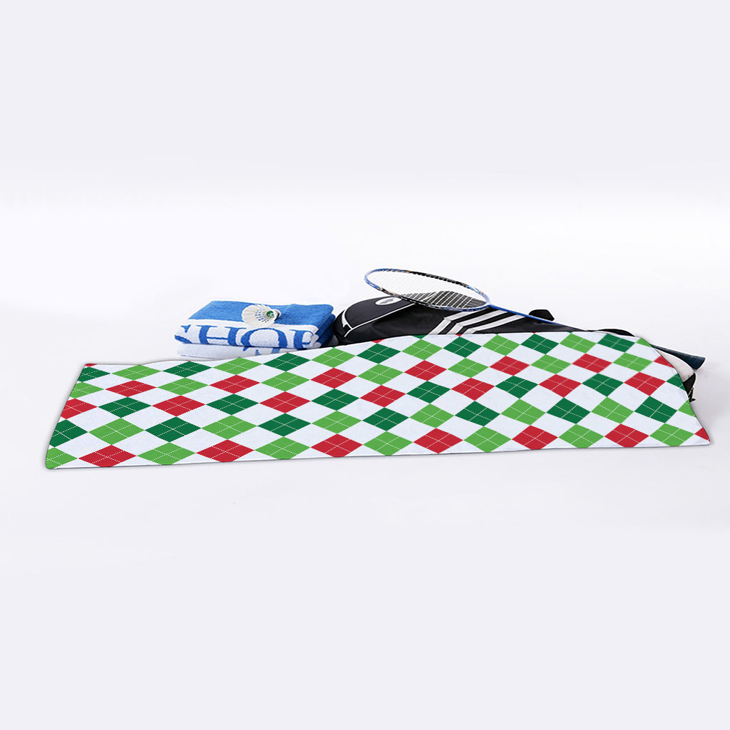 Merry Christmas Argyle Pattern Print Sports Towel