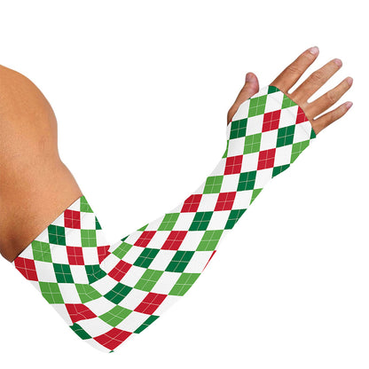 Merry Christmas Argyle Pattern Print Sun Protection Arm Sleeves