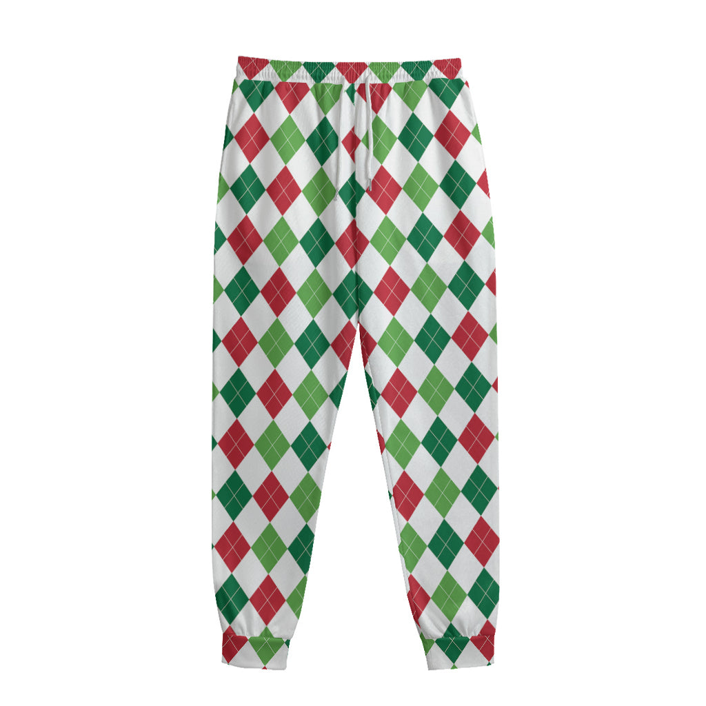 Merry Christmas Argyle Pattern Print Sweatpants