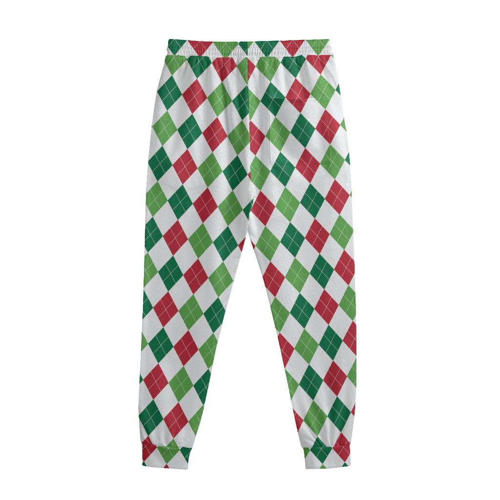 Merry Christmas Argyle Pattern Print Sweatpants