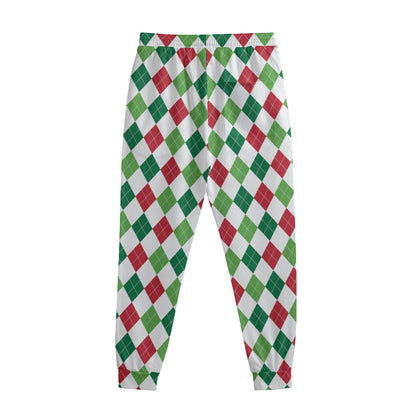 Merry Christmas Argyle Pattern Print Sweatpants