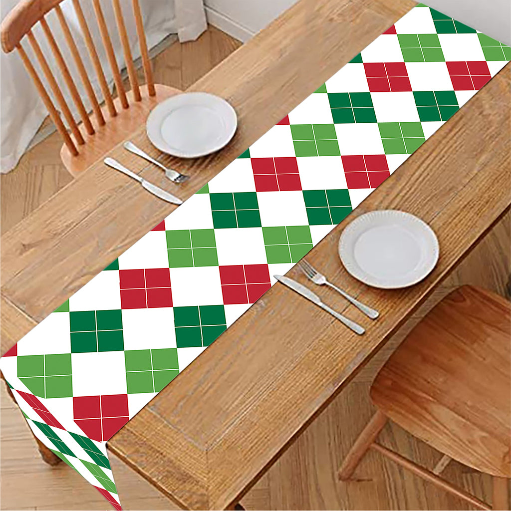 Merry Christmas Argyle Pattern Print Table Runner