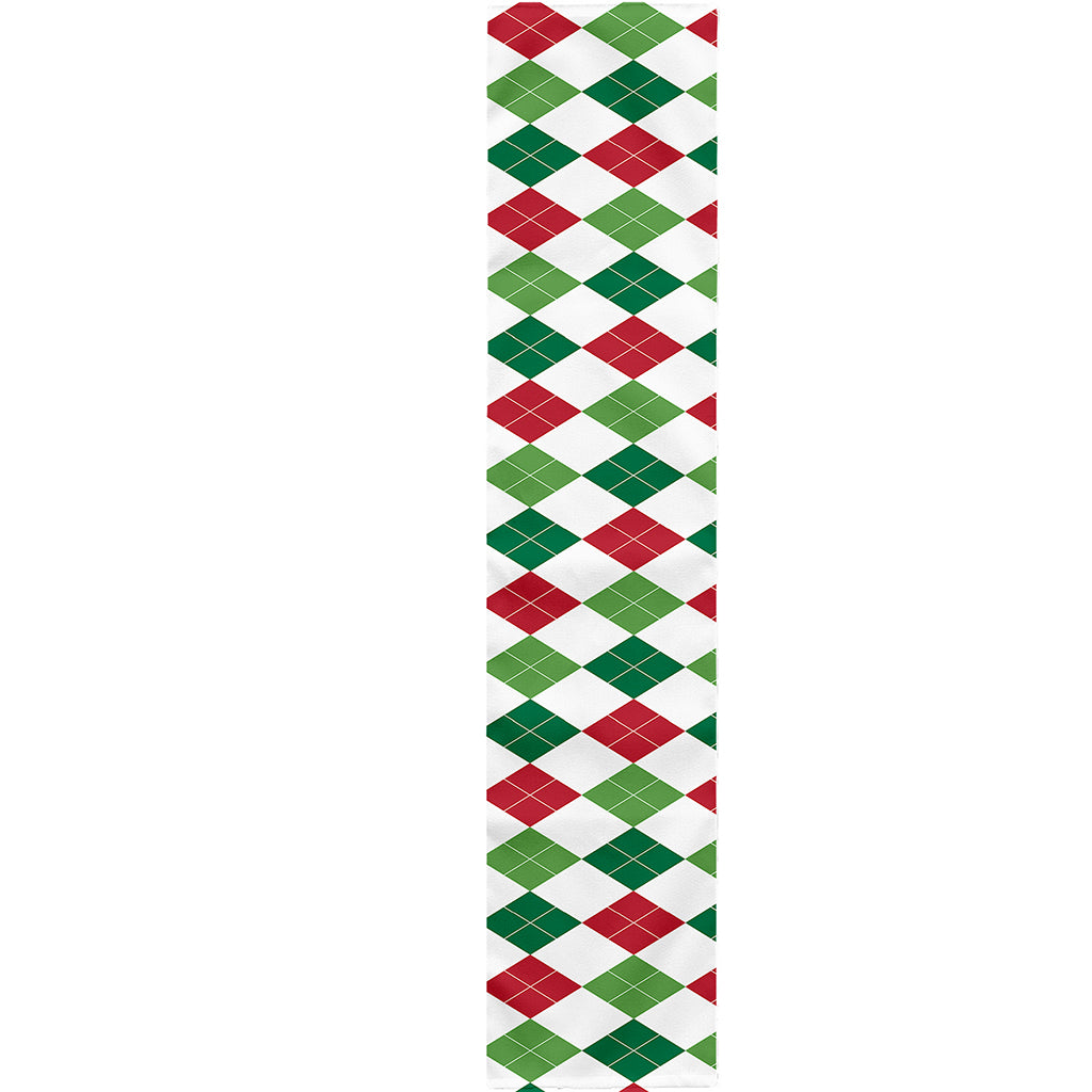 Merry Christmas Argyle Pattern Print Table Runner