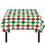 Merry Christmas Argyle Pattern Print Tablecloth