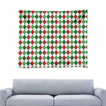 Merry Christmas Argyle Pattern Print Tapestry