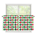 Merry Christmas Argyle Pattern Print Tier Curtains