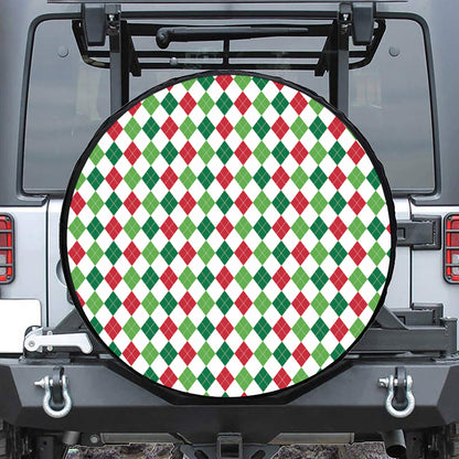 Merry Christmas Argyle Pattern Print Tire Cover