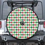 Merry Christmas Argyle Pattern Print Tire Cover With Camera Hole