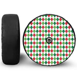 Merry Christmas Argyle Pattern Print Tire Cover With Camera Hole