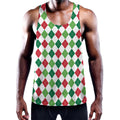 Merry Christmas Argyle Pattern Print Men's Workout Tank Top