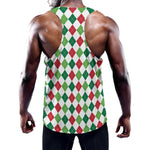 Merry Christmas Argyle Pattern Print Training Tank Top