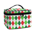 Merry Christmas Argyle Pattern Print Travel Makeup Bag