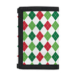 Merry Christmas Argyle Pattern Print Trifold Wallet