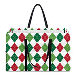 Merry Christmas Argyle Pattern Print Utility Tote Bag