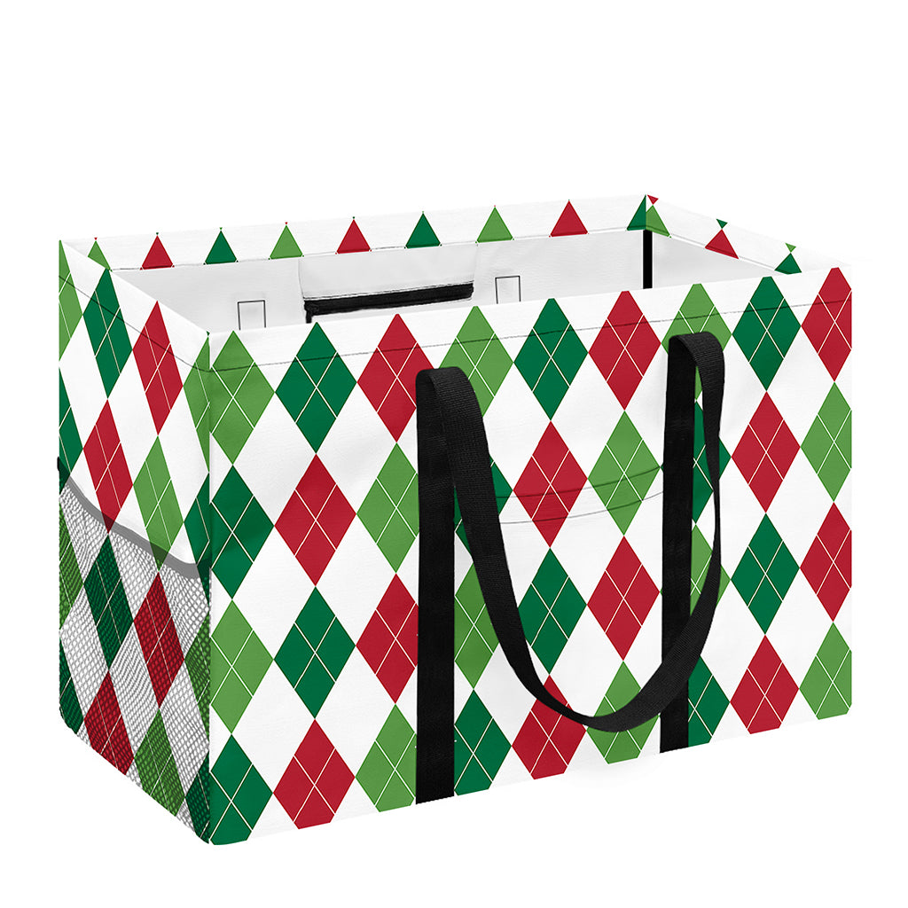 Merry Christmas Argyle Pattern Print Utility Tote Bag