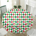 Merry Christmas Argyle Pattern Print Waterproof Round Tablecloth