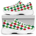 Merry Christmas Argyle Pattern Print White Chunky Shoes