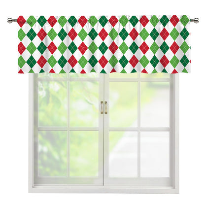 Merry Christmas Argyle Pattern Print Window Valance