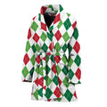 Merry Christmas Argyle Pattern Print Women's Bathrobe