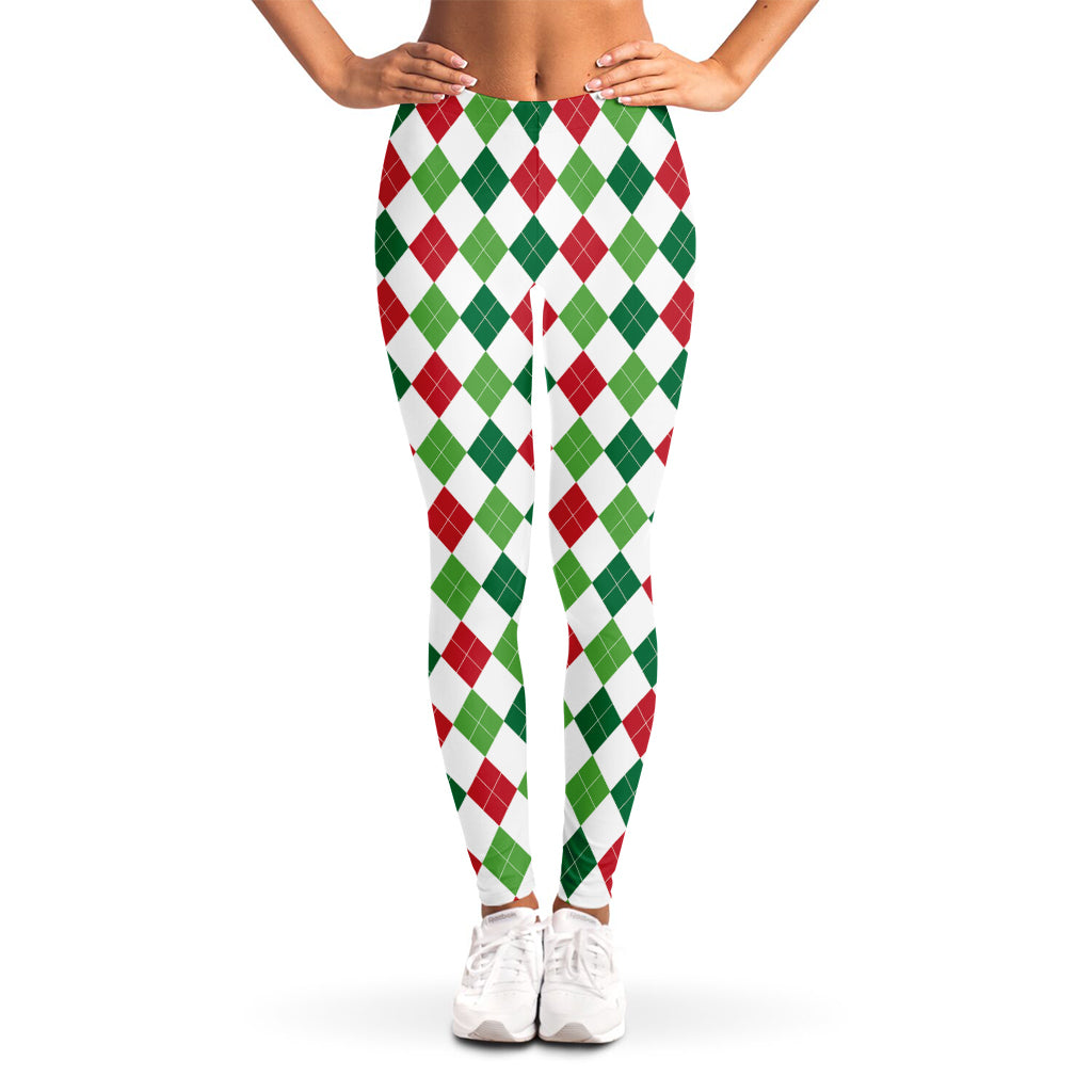 Merry Christmas Argyle Pattern Print Women's Leggings