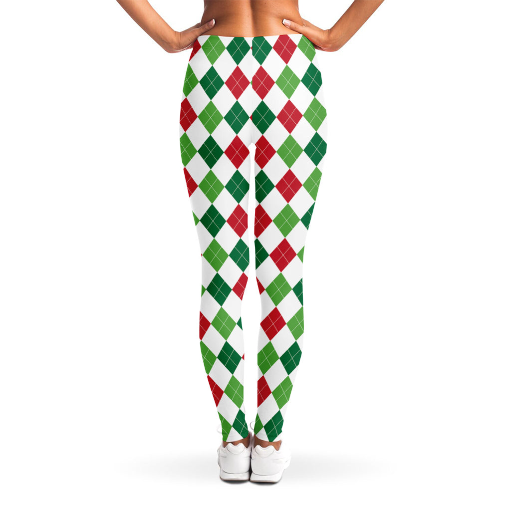 Merry Christmas Argyle Pattern Print Women's Leggings