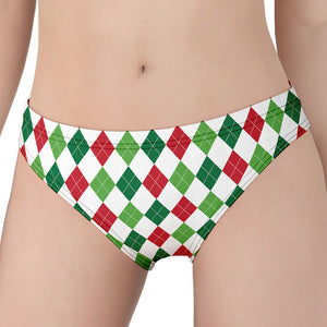 Merry Christmas Argyle Pattern Print Women's Panties