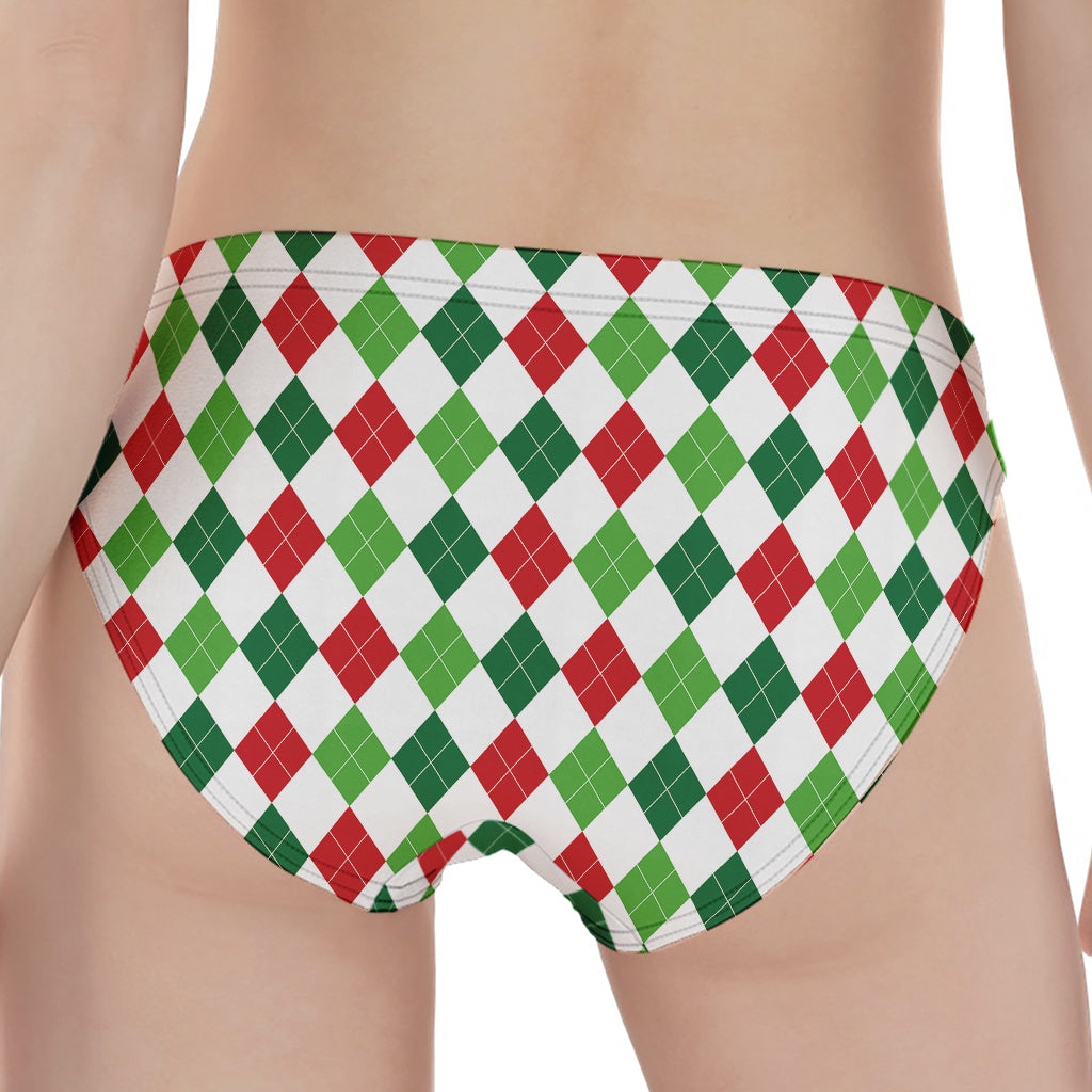 Merry Christmas Argyle Pattern Print Women's Panties