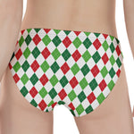 Merry Christmas Argyle Pattern Print Women's Panties