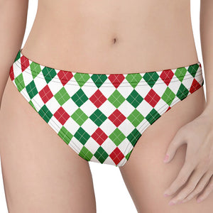 Merry Christmas Argyle Pattern Print Women's Thong