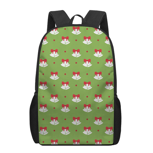 Merry Christmas Bells Pattern Print 17 Inch Backpack