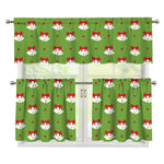 Merry Christmas Bells Pattern Print 3 Piece Kitchen Curtains