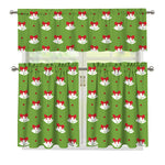 Merry Christmas Bells Pattern Print 3 Piece Kitchen Curtains