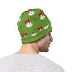 Merry Christmas Bells Pattern Print Beanie