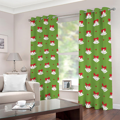 Merry Christmas Bells Pattern Print Blackout Grommet Curtains