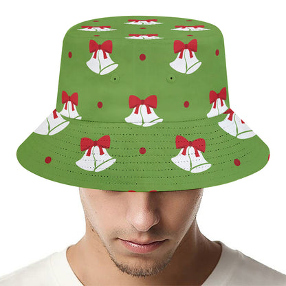 Merry Christmas Bells Pattern Print Bucket Hat