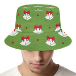 Merry Christmas Bells Pattern Print Bucket Hat