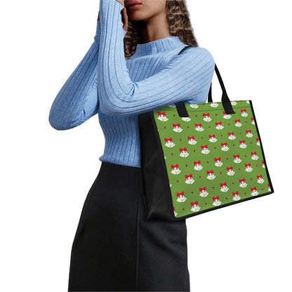 Merry Christmas Bells Pattern Print Canvas Tote Bag