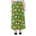 Merry Christmas Bells Pattern Print Chiffon Maxi Skirt