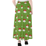 Merry Christmas Bells Pattern Print Chiffon Maxi Skirt