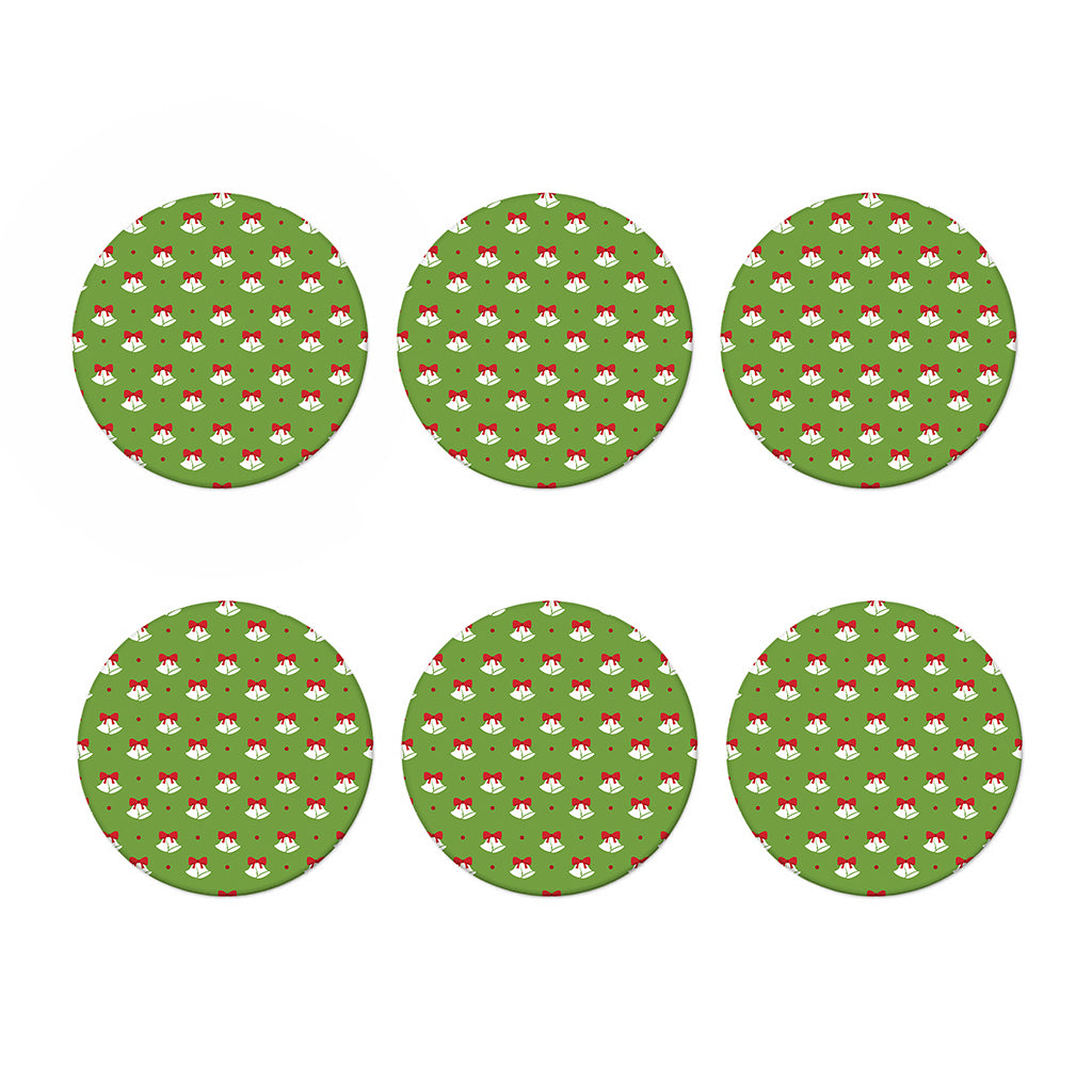 Merry Christmas Bells Pattern Print Coaster Set