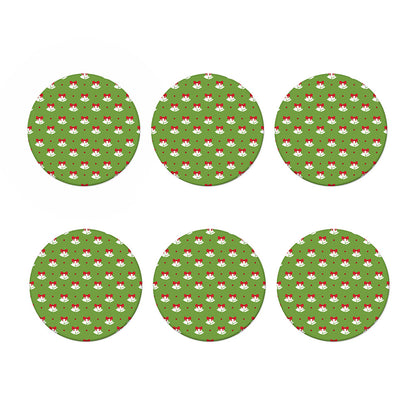 Merry Christmas Bells Pattern Print Coaster Set