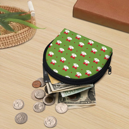 Merry Christmas Bells Pattern Print Coin Purse