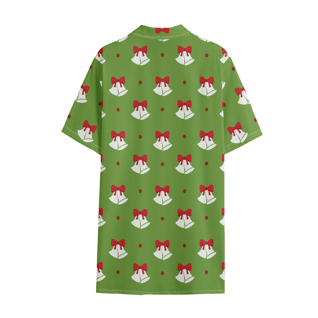 Merry Christmas Bells Pattern Print Cotton Hawaiian Shirt